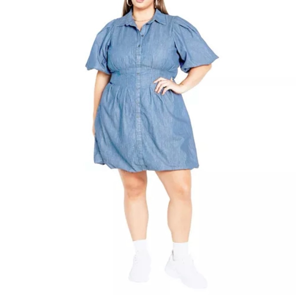 City Chic Plus Size Light Denim Ella Dress (NWT)